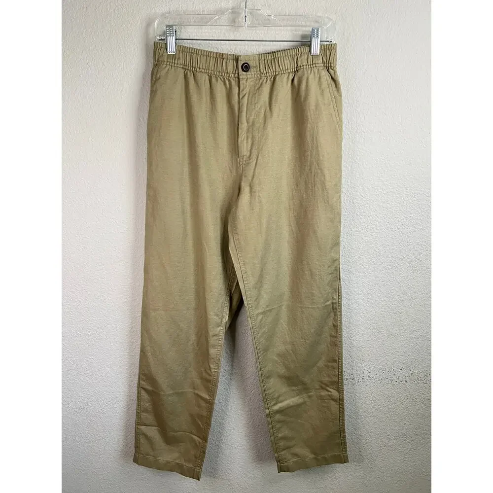New J.Crew Pier Khaki Linen Blend Pants Men's Small Coastal Preppy Old Money